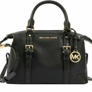 Michael Kors Black Leather Ginger Satchel Duffle Bag Crossbody